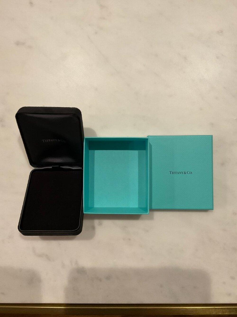 TIFFANY & CO Empty Black Velvet Necklace Bracelet Gift Box Set 4x4